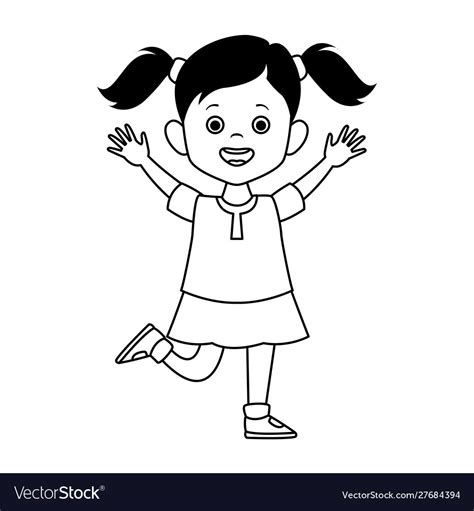 Happy Girl Clipart Black And White