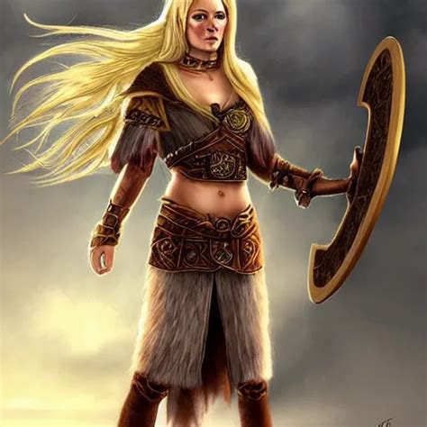 Beautiful Viking Woman Blonde Tall Brawny D D Stable Diffusion