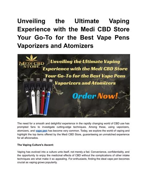 Ppt Unveiling The Ultimate Vaping Experience With The Medi Cbd Store