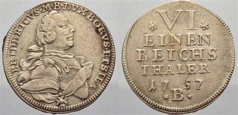 Brandenburg Bayreuth 1 6 Taler 1757 B Friedrich 1735 1763 Sehr schön