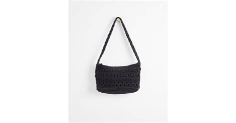 Oliver Bonas Mikkie Crochet Shoulder Tote Bag In Black Lyst