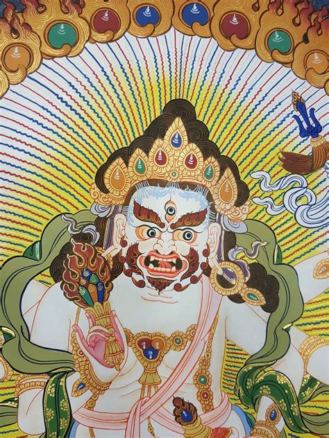 White Mahakala Hand Painted Tibetan Thangka Real Gold Price Us140