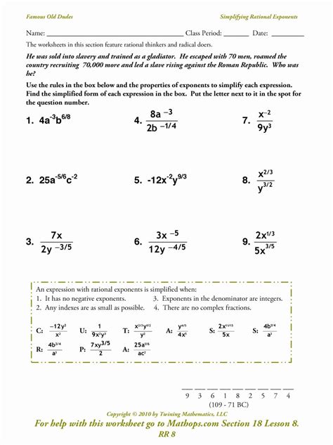 50 Radical And Rational Exponents Worksheet