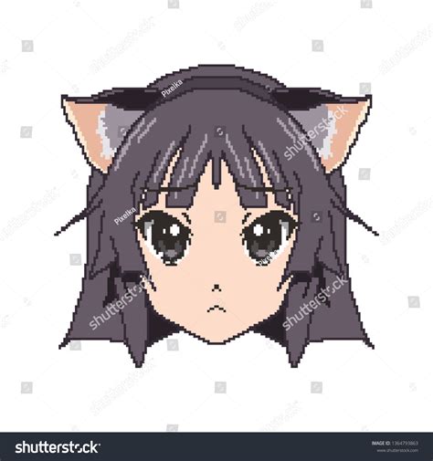 Pixel Art Anime Girl Face Boy Stock Vector (Royalty Free) 1364793863