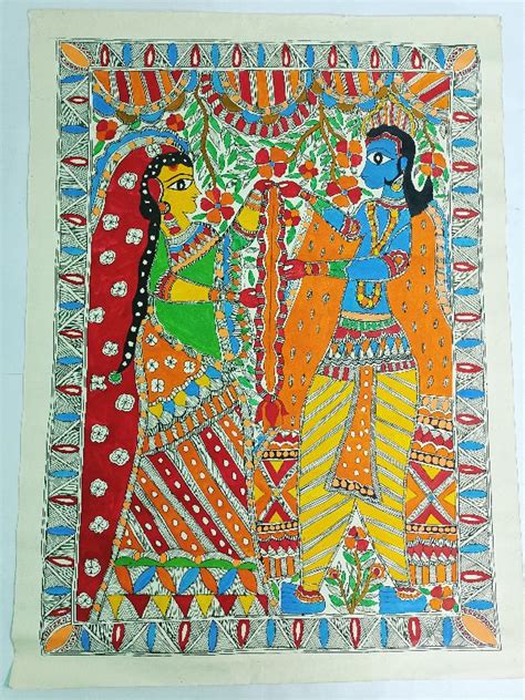 Madhubani Art Ram Sita Painting Image For Wall Decoration Home