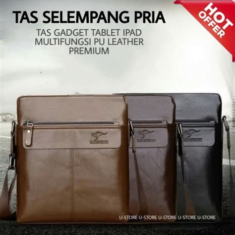 Jual Tas Selempang Pria Kulit Men Sling Bag Leather Badenroo Hitam