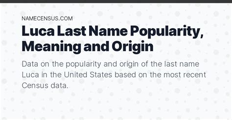 Luca Last Name Popularity Meaning And Origin