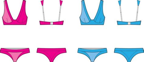 Bikini nuevo de verano profundo boceto plano dibujo técnico plantilla de ilustración vectorial