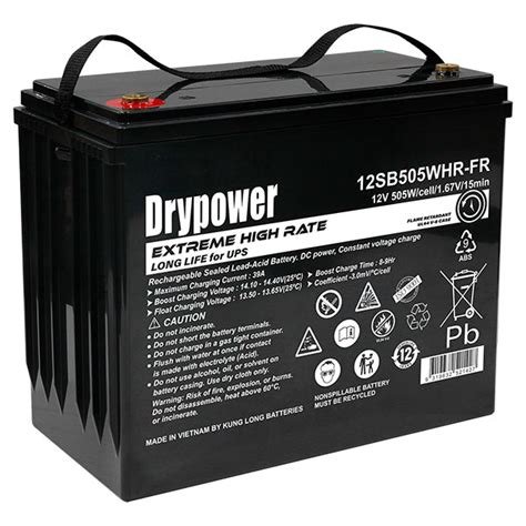 12sb505whr Fr Drypower 12v 130ah 505wcell 15min Extreme High Rate Long Life Battery