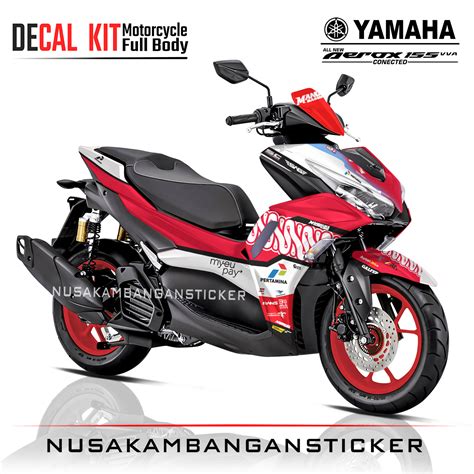 Decal All New Aerox Connected 155 Mandalika Merah Putih 02 Sticker Full