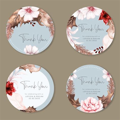 Premium Vector Watercolor Rose Flower And Dried Leaves Label Collection