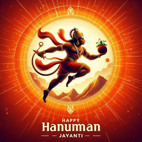 Beautiful Happy Hanuman Jayanti Hindu Festival Greeting Card Premium