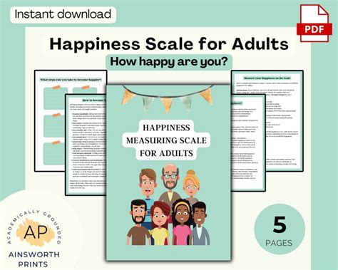 Happiness Scale Worksheet, Happiness Journal, Well Being Tracker ...