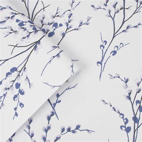 Laura Ashley Pussy Willow Off White Midnight Wallpaper