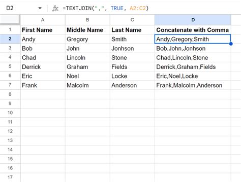 Google Sheets Concatenate Cells With A Comma