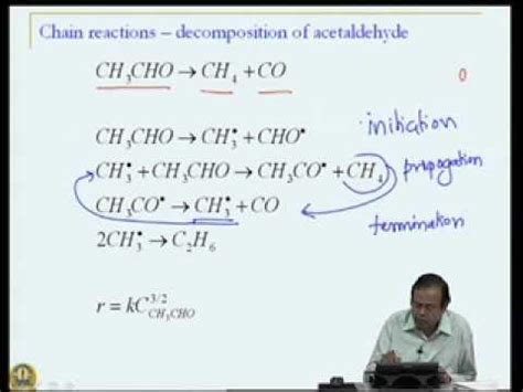 Mod 03 Lec 12 Complex Reactions Kinetics Of Chain Reactions