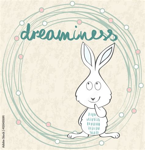 vector illustration of a cartoon bunny in dreams Stock Vector | Adobe Stock