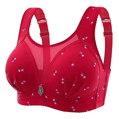 Munlar Red Women S Bra High Support Push Up Wire Free Comfort Bra Plus