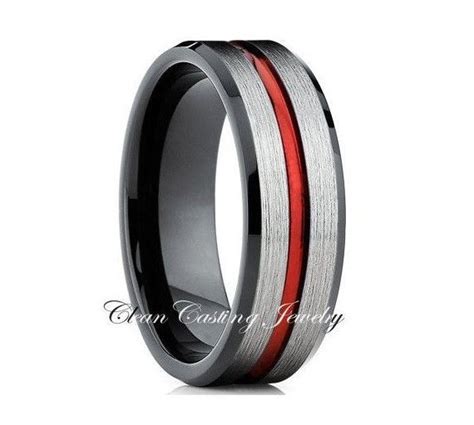 Silver Brushedred Tungsten Ringblack Ringcomfort Fit Tungsten Carbide Wedding Rings Black