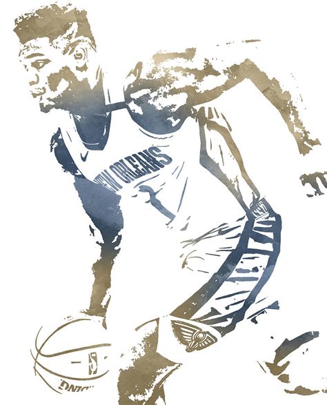 Zion Williamson New Orleans Pelicans Watercolor Strokes Pixel Art 103