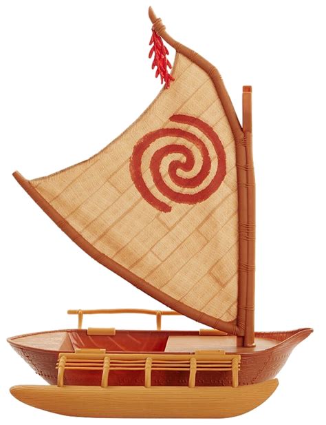 A Toy Sailboat With Red Sails Is Shown On A White Background And Has An