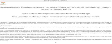 Ani On Twitter The Department Of Consumer Affairs Has Directed Nafed