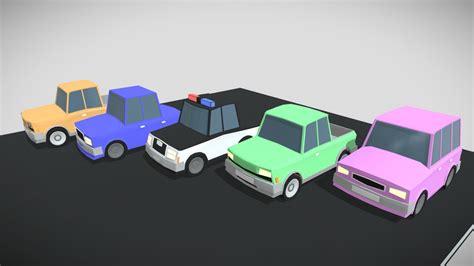 Lowpoly Cars Pickup Sedan Police Stationwagon Download Free 3d