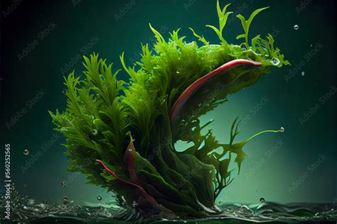 Seaweed food supplement, underwater plant of seaweed Stock Illustration ...