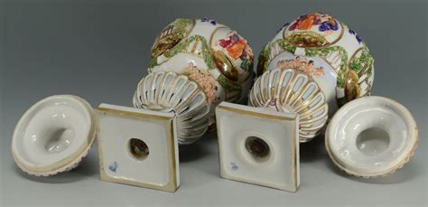 Lot 139 Pair Of Covered Capo Di Monte Porcelain Urns Case Auctions