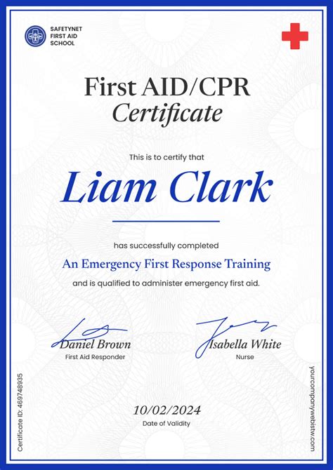 Professional And Simple First Aid And Cpr Certificate Template