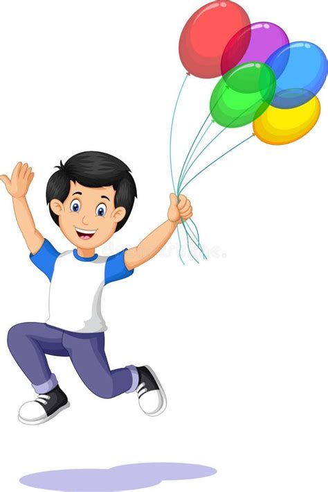 Muchacho Feliz Con Los Globos Ilustración Del Vector Ilustración De