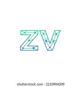 Abstract Initial Letters Zv Logo Line Stock Vector Royalty Free