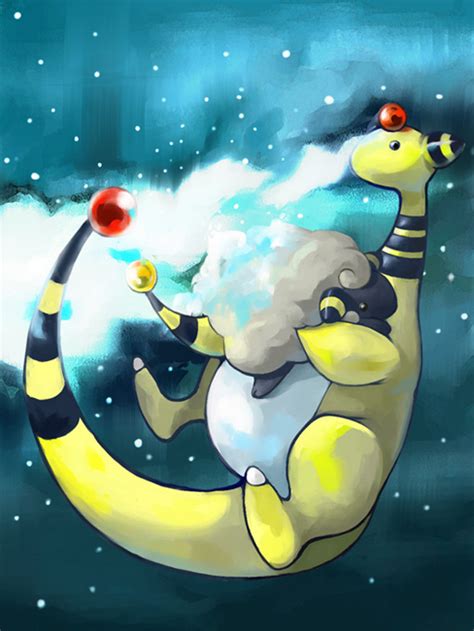 Ampharos And Mareep Pokemon Drawn By Satou Mami Danbooru