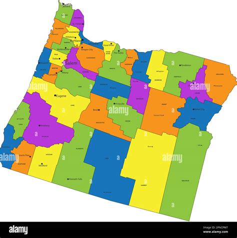 Colorido Mapa Pol Tico De Oregon Con Capas Claramente Etiquetadas Y