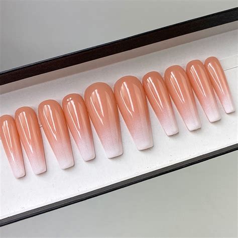 Gorgeous Boom Nude White Ombre Blend Baby Boomer Press On Etsy