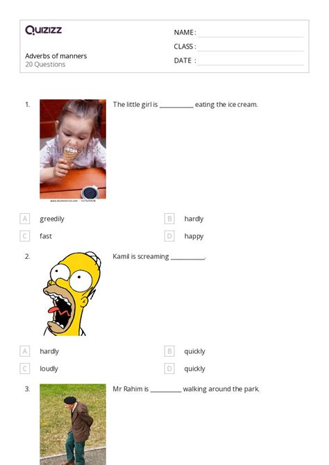 Adverbs Worksheets For Th Grade On Quizizz Free Printable