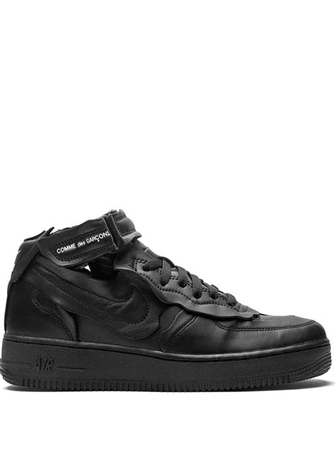 Nike X Comme Des Garçons Air Force 1 Mid "black" Sneakers | ModeSens