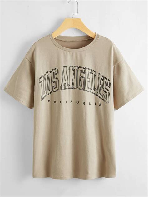 Letter Graphic Drop Shoulder Longline Tee SHEIN