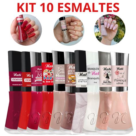 Kit de Esmaltes Nati Coleção Mais Vendidos Vermelhos Nude Lançamento