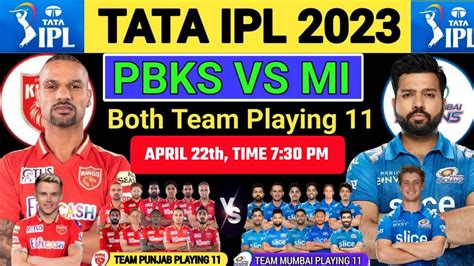 Ipl Match Mumbai Vs Panjab Match Playing Mi Vs Pbks