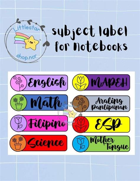 Subject Labels for Notebooks Stickers