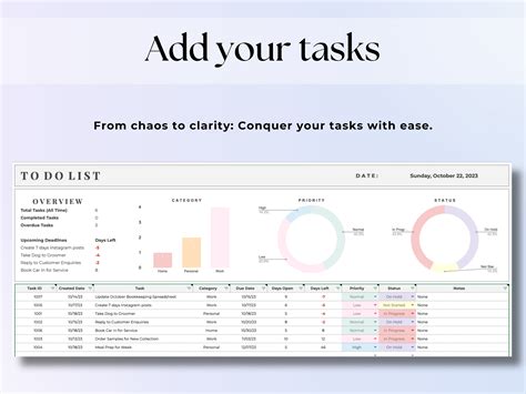 Task Tracker Spreadsheet Template, Task Management Google Sheets, To-do ...