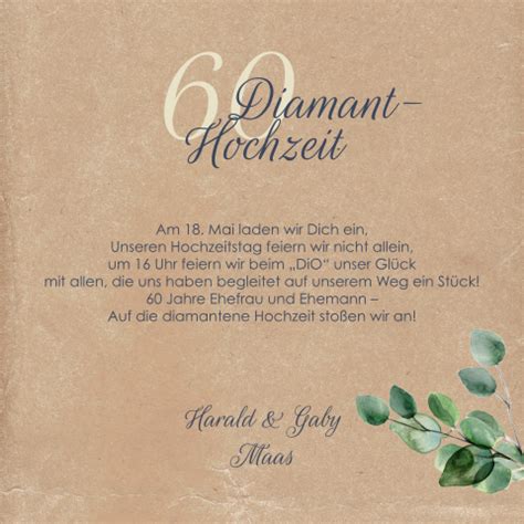 Einladungskarten Diamantene Hochzeit Diamanthochzeiteinladung