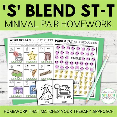 S Blend Cluster Reduction Homework ST T Pairs