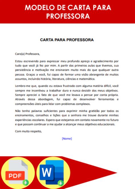 Modelo de Carta de Intenção para Mestrado Formato Word