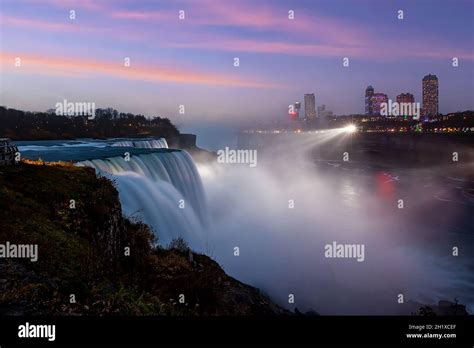 Niagara falls in New York State USA at night Stock Photo - Alamy