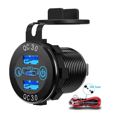 60w Dual Qc 3 0 Usb Pd Type C Triple Socket 12 24v Aluminum Car