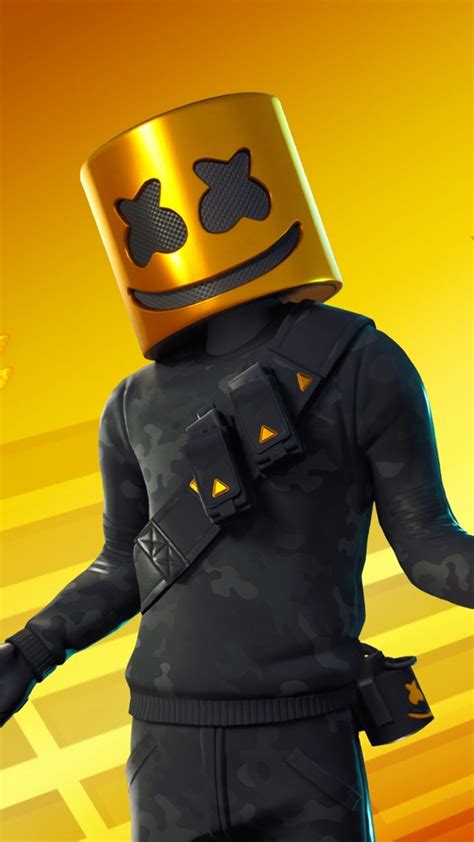 Golden Marshmello Fortnite 4K Ultra HD Mobile Phone Wallpaper