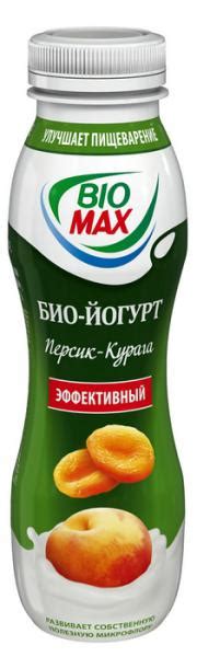 Питьевой йогурт BIOMAX Био-йогурт питьевой "Bio-Max" Курага-Персик ...