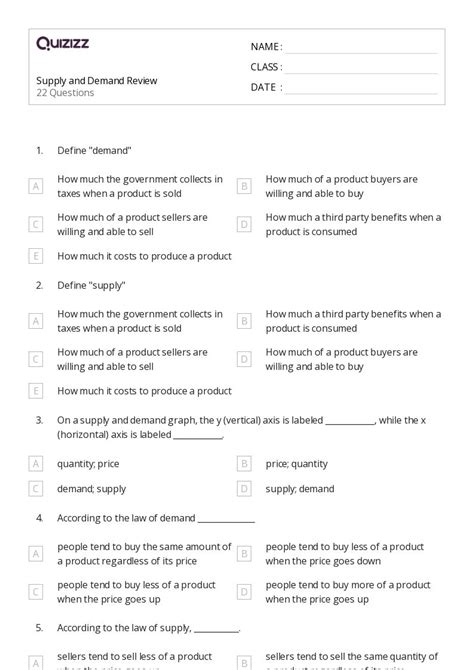 50 Supply And Demand Worksheets For 10th Grade On Quizizz Free